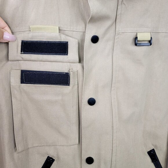 Mens Kahki 2XL Military Tactical Utility Jacket Gorpcore Multiple Pockets Straps - Picture 9 of 16